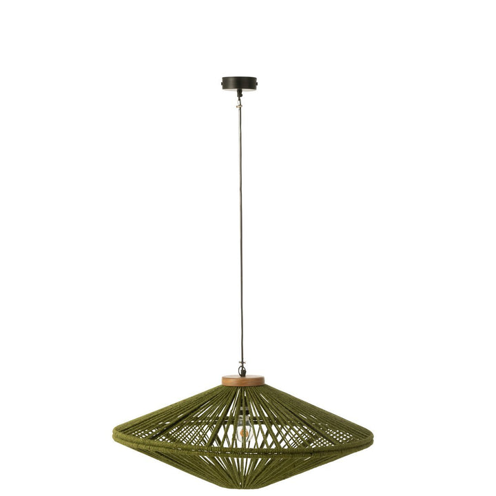 J-Line Hanging Lamp Ovni Iron Jute Green Medium