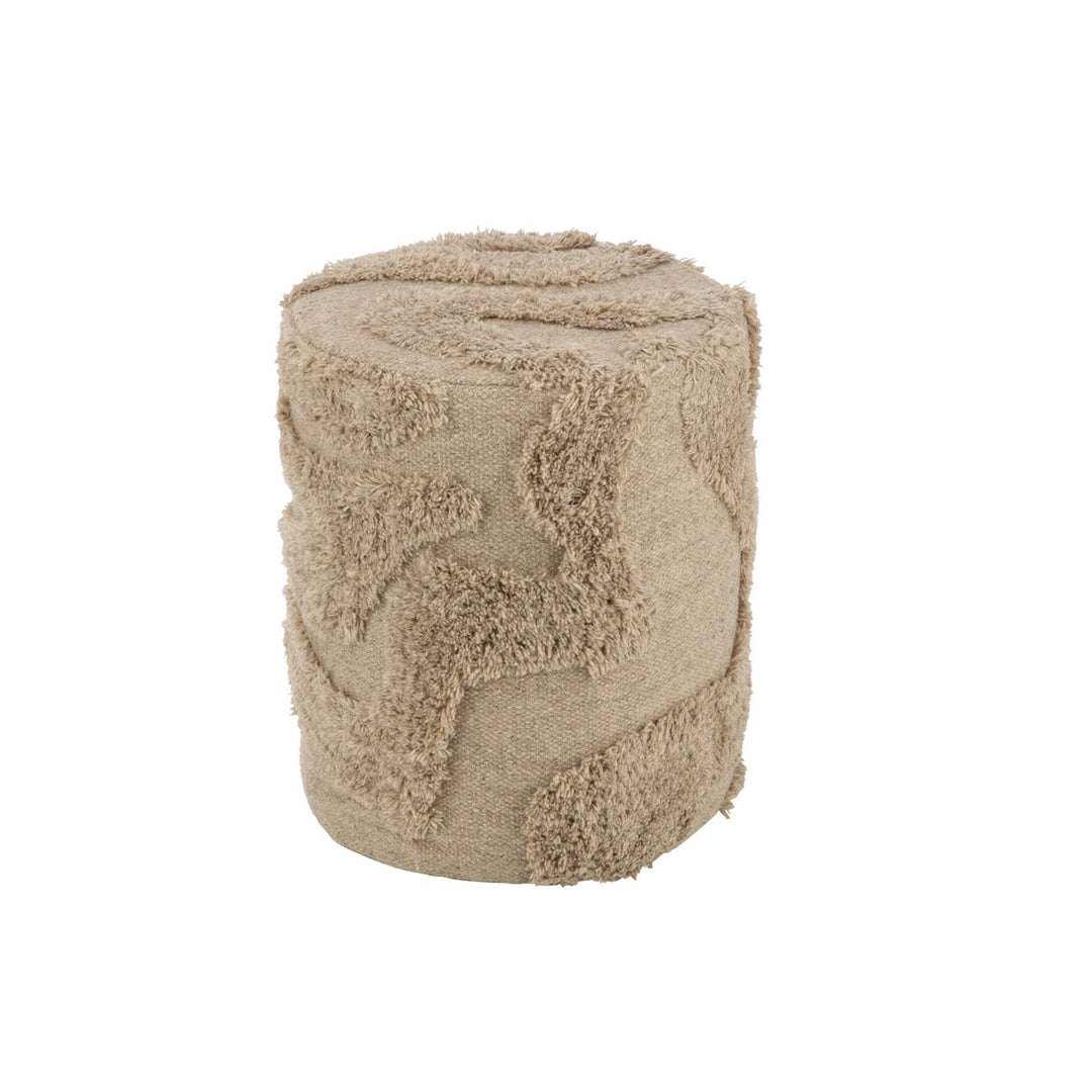 J-Line Pouf Curves Wolle Beige