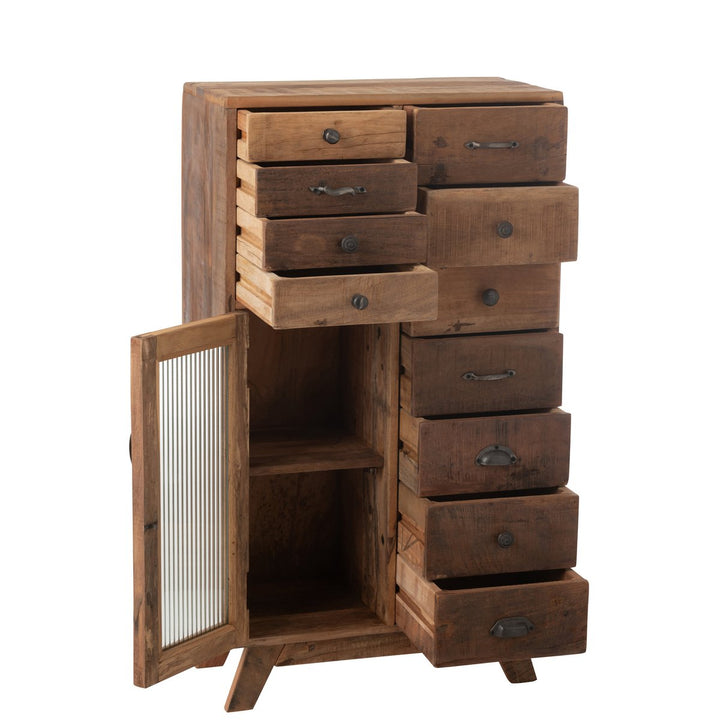 J-Line Cabinet Retro Recycled Wood Glass Natural