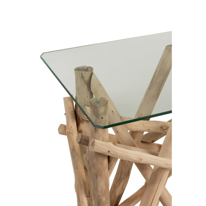 Console Rechthoek Tak Hout Glas