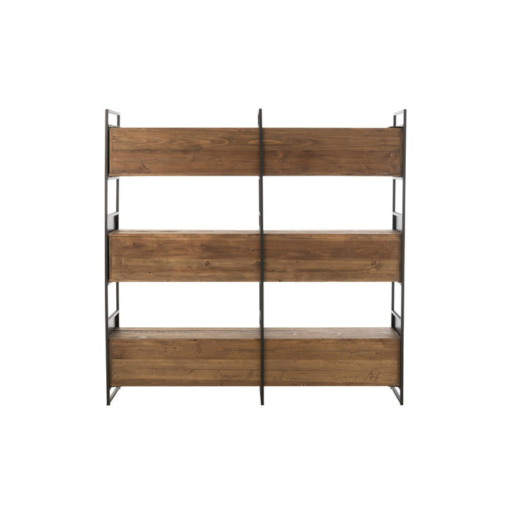 J-Line Rustic Recycled Wood Metal Black Natural Large