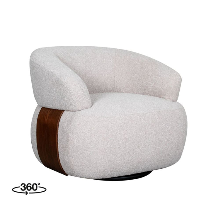 LABEL51 Swivel chair Valenza Natural Boucle | Walnut Oak