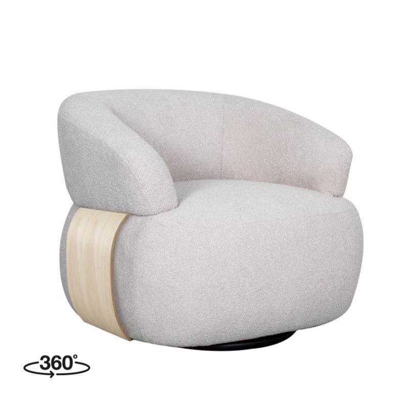 LABEL51 Draaifauteuil Valenza Naturel Boucle | Naturel Eiken