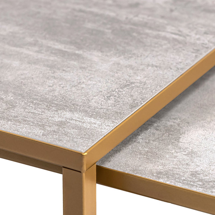 Stalux Coffee Table Set Lisa 65 - 50 cm Gold Concrete