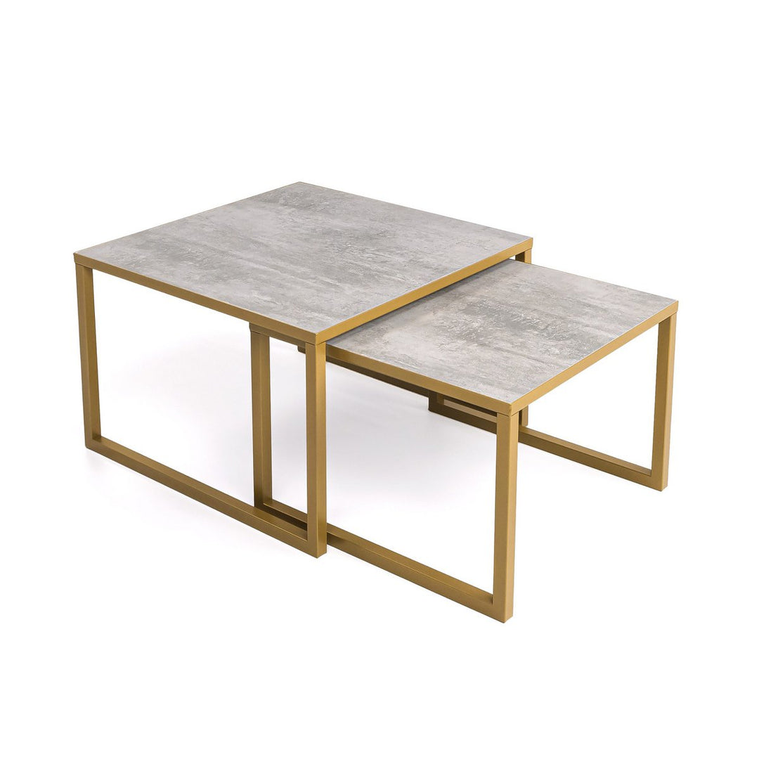 Stalux Coffee Table Set Lisa 65 - 50 cm Gold Concrete