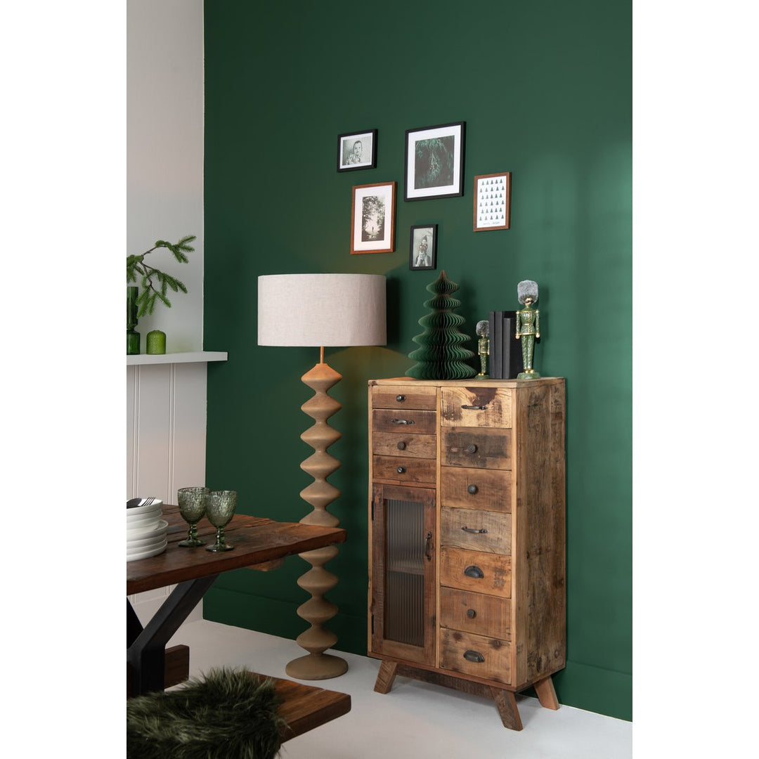 J-Line Cabinet Retro Recycled Wood Glass Natural