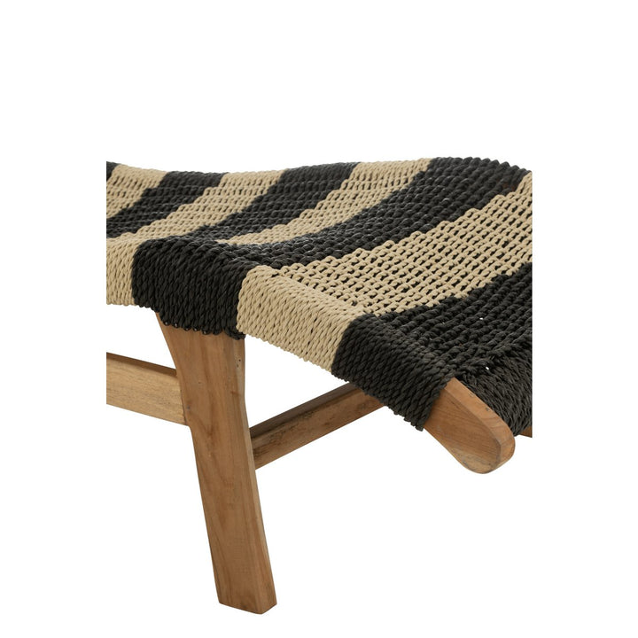 J-Line Lounger Cushion Stripes Woven Teak Black Natural 