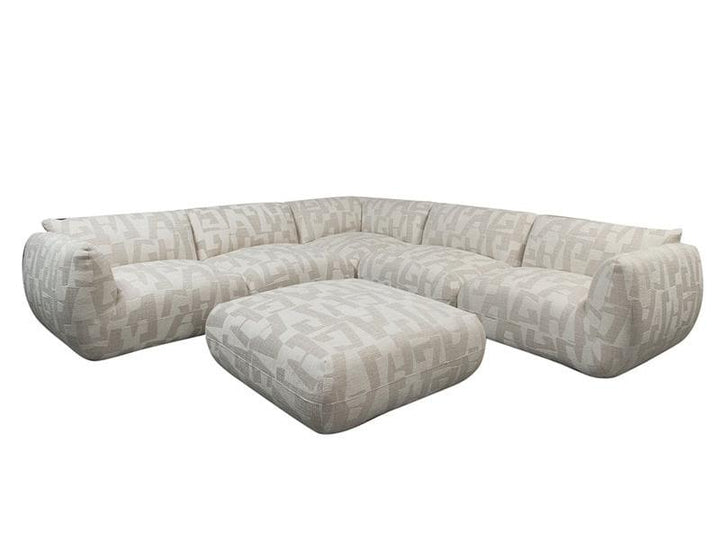 Bank Amsterdam 6 Seater Corner Sofa + Ottoman Sofa White Glyphs