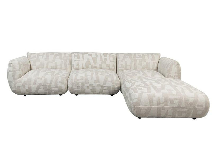 Bank Amsterdam 4 Seater + Ottoman White Glyphs