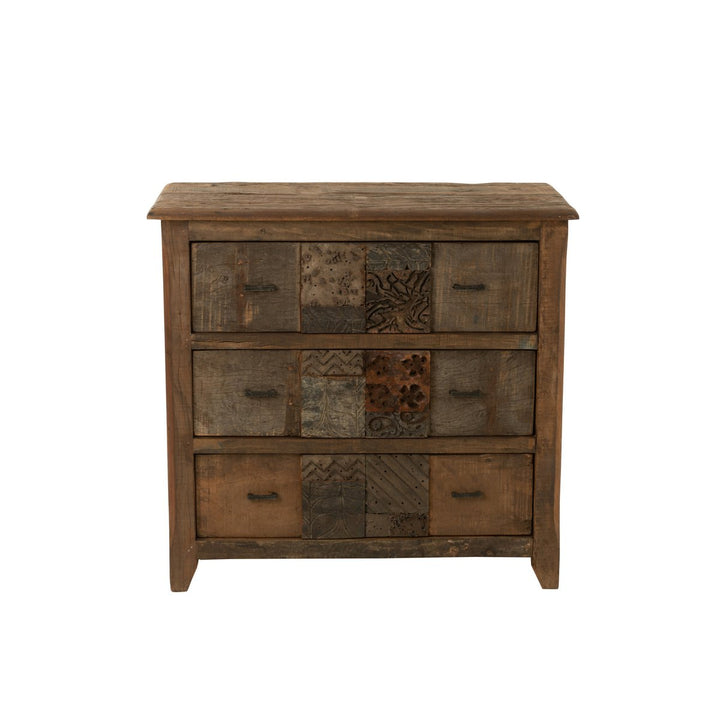 J-Line Cabinet Antique Aged Wood Brown