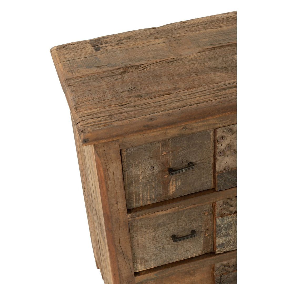 J-Line Cabinet Antique Aged Wood Brown