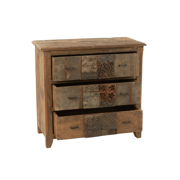 J-Line Cabinet Antique Aged Wood Brown