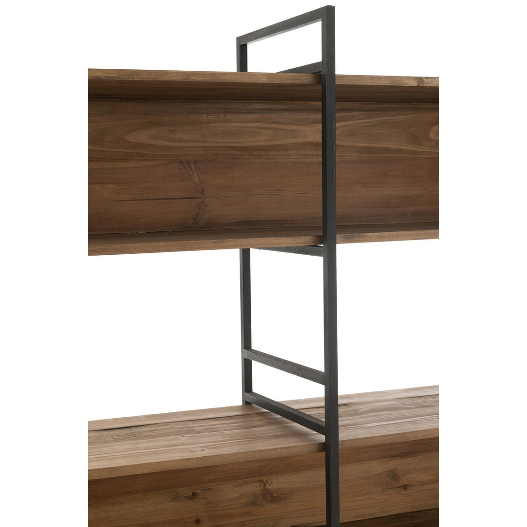 J-Line Rustic Recycled Wood Metal Black Natural Large