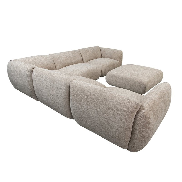 Sofa Amsterdam 6-Sitzer Ecksofa + Ottomane Sofa Latte