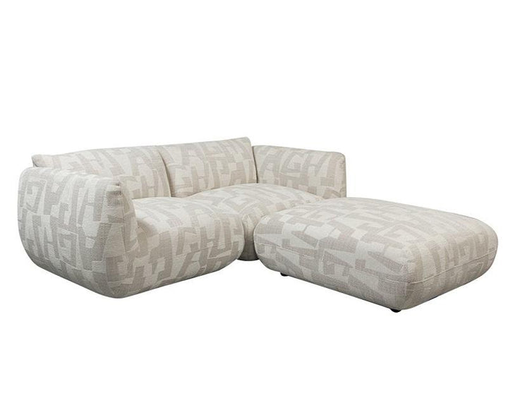 Sofa Amsterdam 2.5 Seater + Ottoman White Glyphs