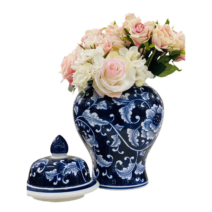 Blaue Blumenvase aus Porzellan