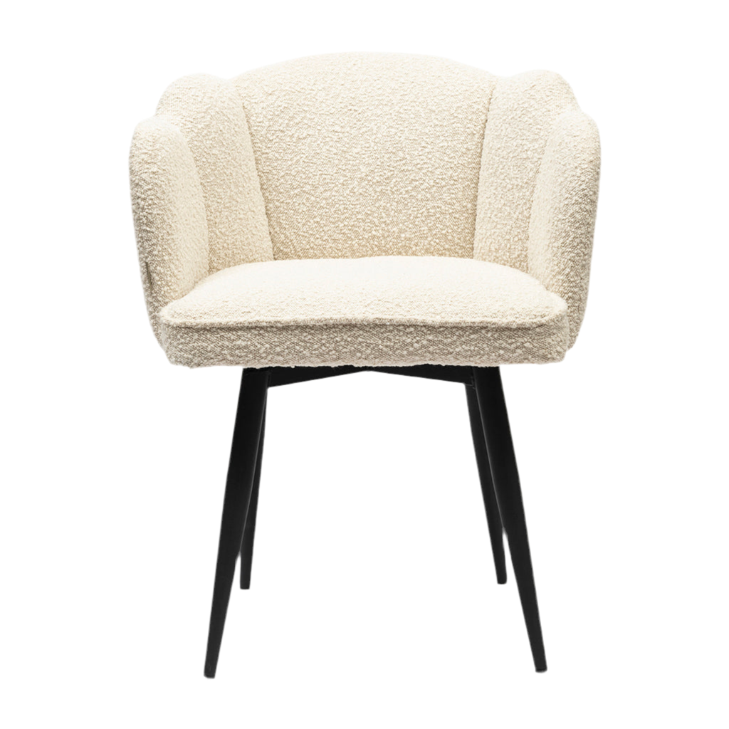 Rivièra Maison Draaibare Eetkamerstoel Dauphine White Sand Bouclé