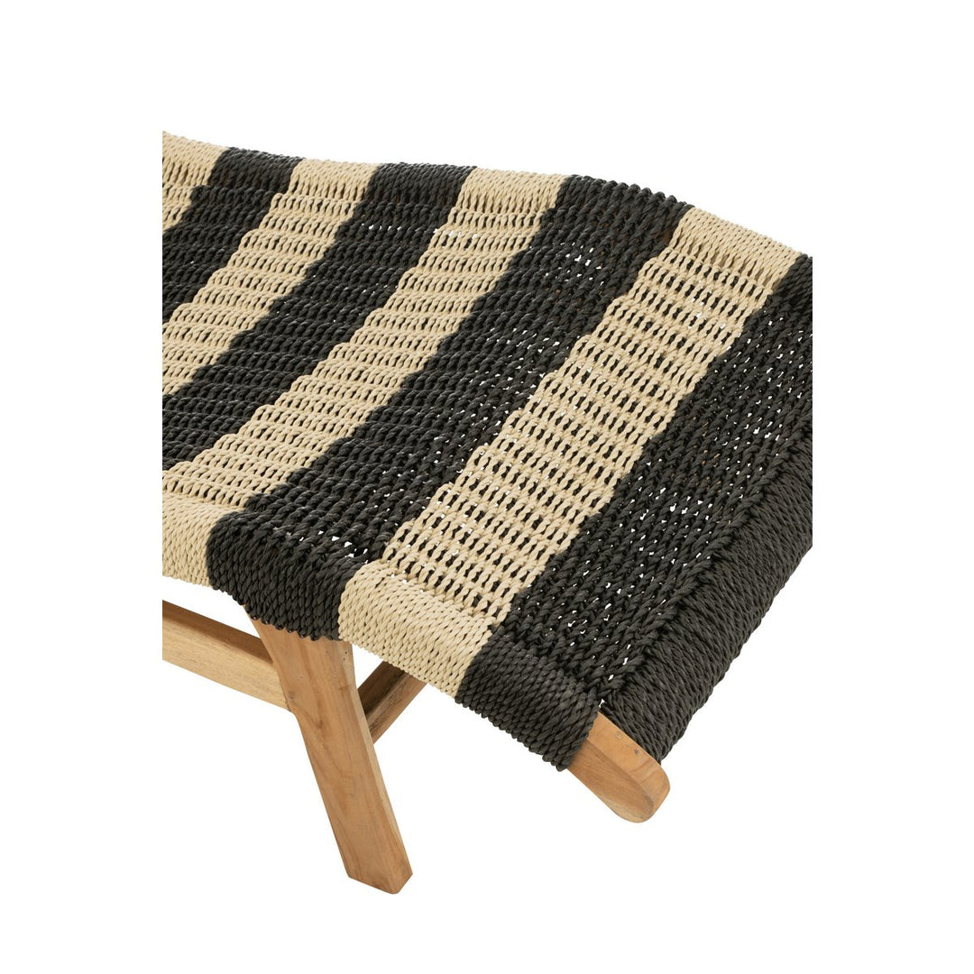 J-Line Lounger Cushion Stripes Woven Teak Black Natural 