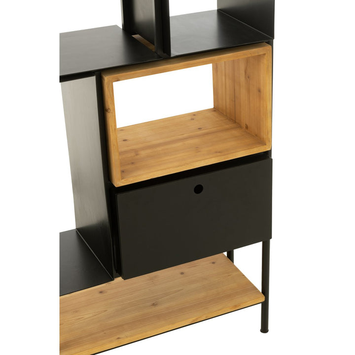 J-Line Cabinet Shelf Tina Wood Black Natural Small