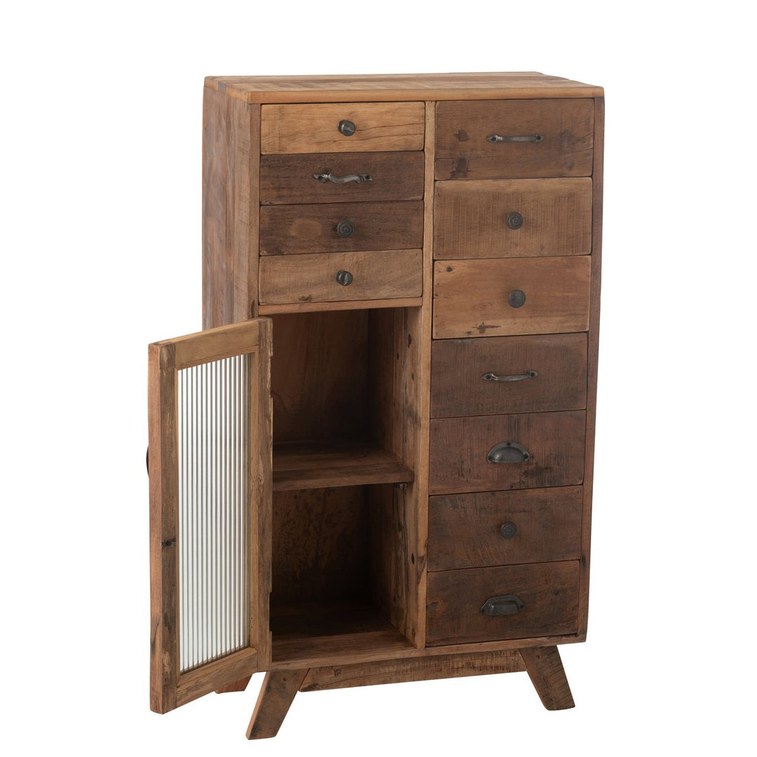 J-Line Cabinet Retro Recycled Wood Glass Natural