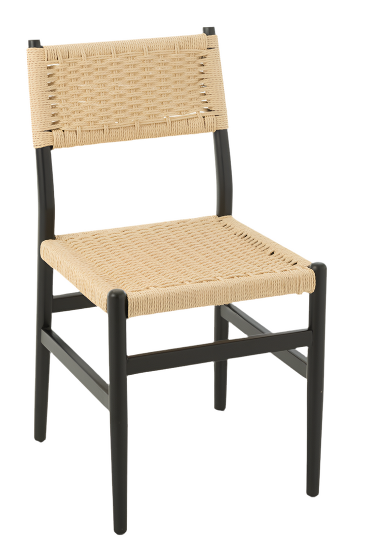 J-Line Chair Beech Wood Rope Black