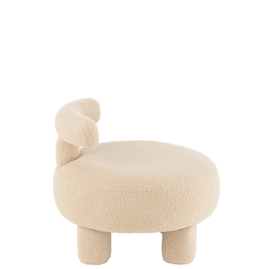 J-Line Pouf Round mit Rückenlehne Bouclé Warm Beige