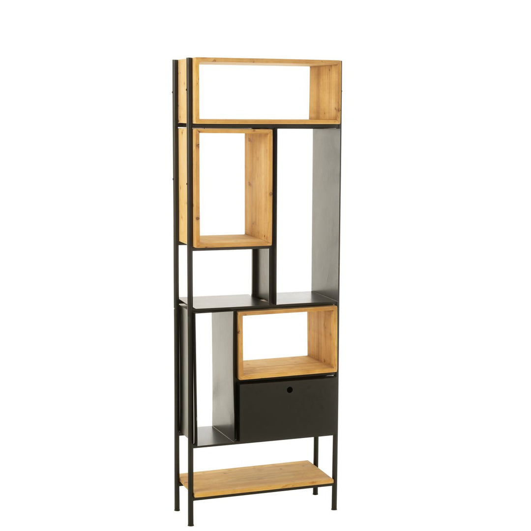 J-Line Cabinet Shelf Tina Wood Black Natural Small