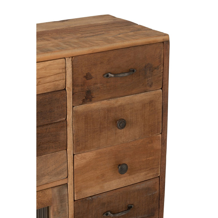 J-Line Cabinet Retro Recycled Wood Glass Natural