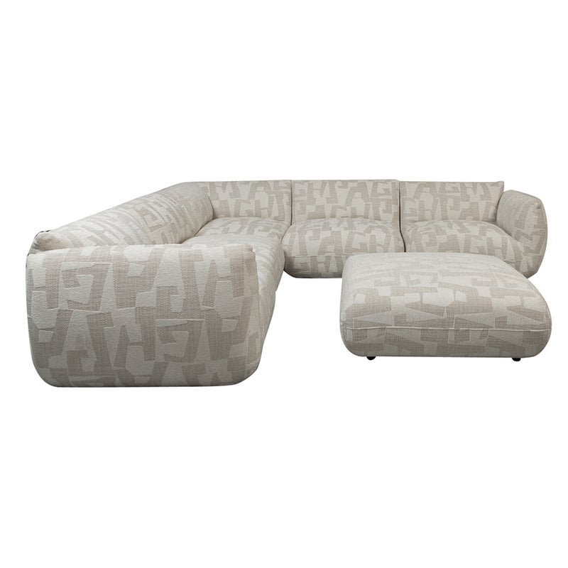 Bank Amsterdam 6 Seater Corner Sofa + Ottoman Sofa White Glyphs