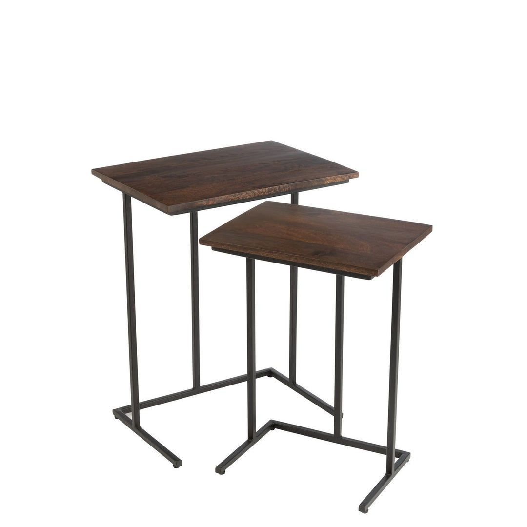 J-Line Side Tables Set of 2 Rectangular Mango Wood