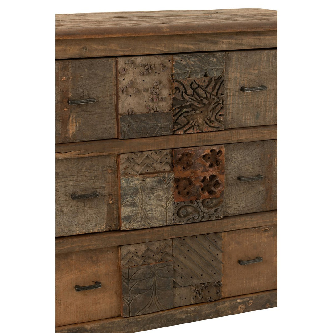 J-Line Cabinet Antique Aged Wood Brown