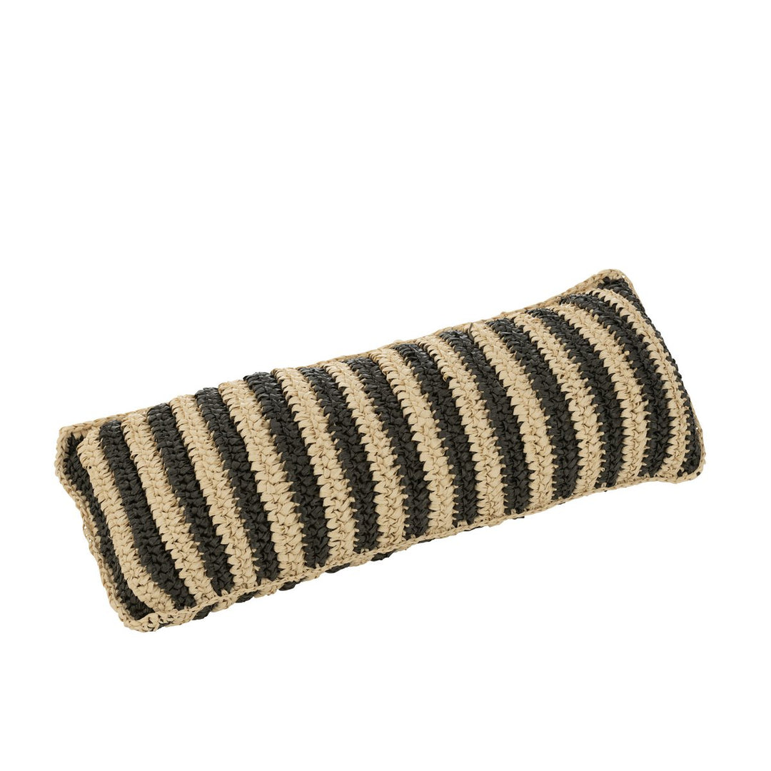 J-Line Lounger Cushion Stripes Woven Teak Black Natural 