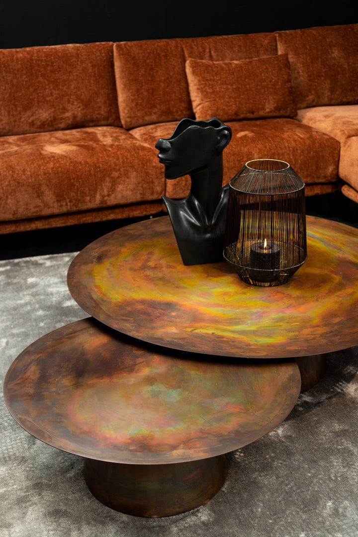 PTMD Comprador Copper Iron Coffeetable Set van 2