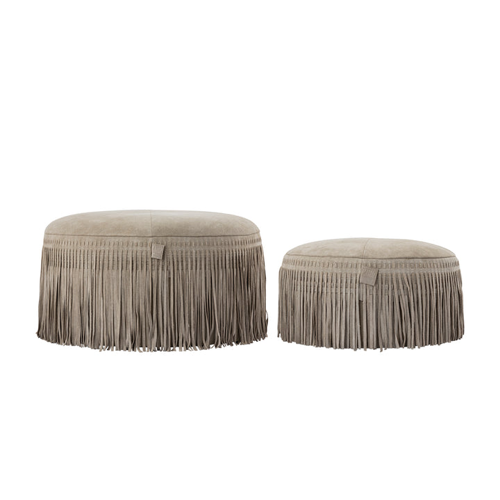 PTMD Eleora Pouf Taupe Rund S