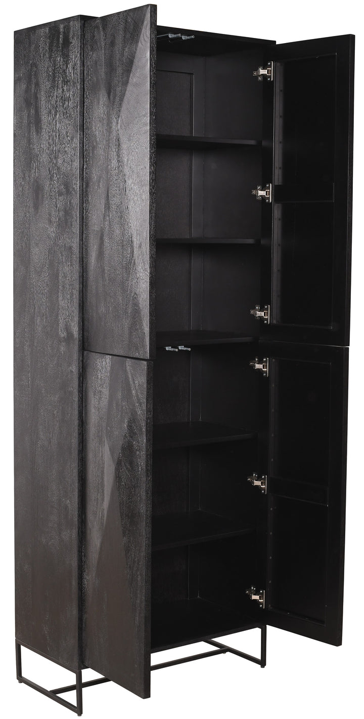 PTMD Onyx Cabinet Mango Wood Black 4 Doors