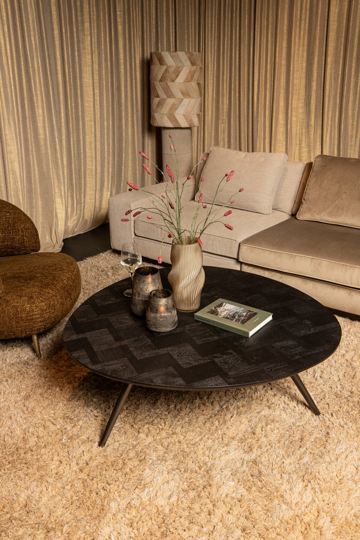 PTMD Coffee Table Fieron Acacia Wood Round Black