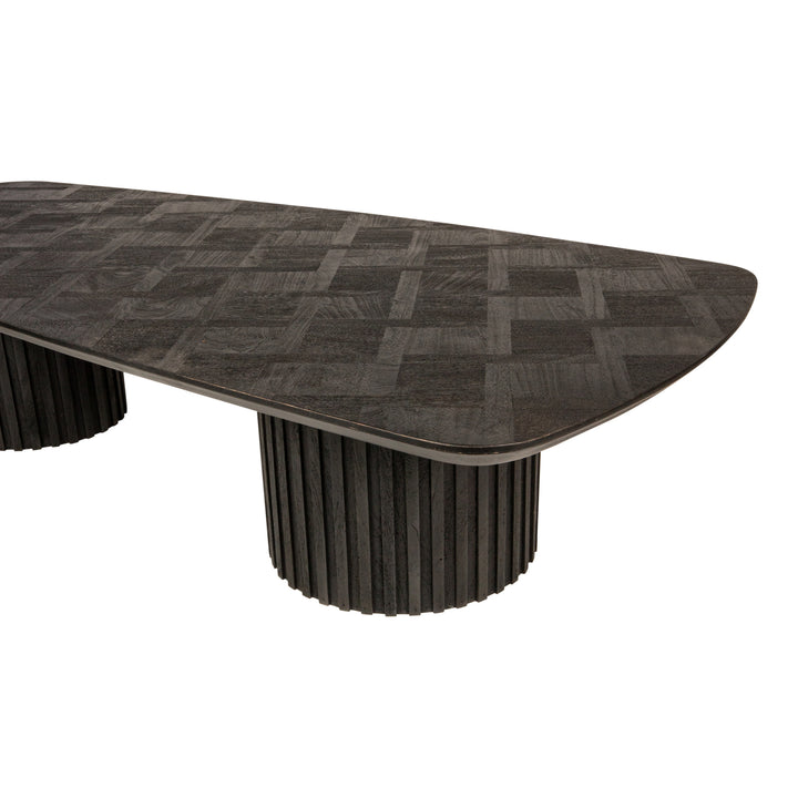 PTMD Coffee Table Fieron Double Round Acacia Wood Black