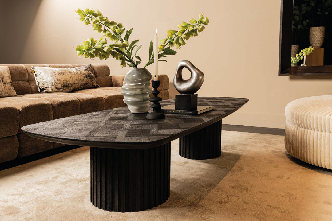 PTMD Coffee Table Fieron Double Round Acacia Wood Black