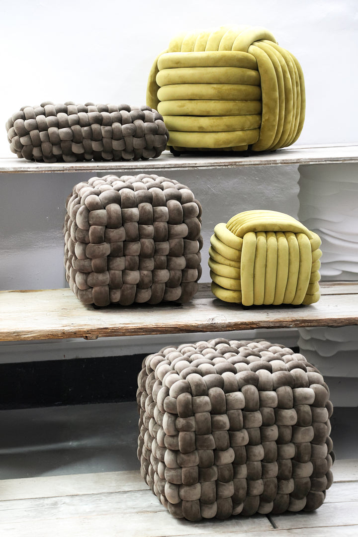 PTMD Chunnan Pouf Moss Green Handwoven L