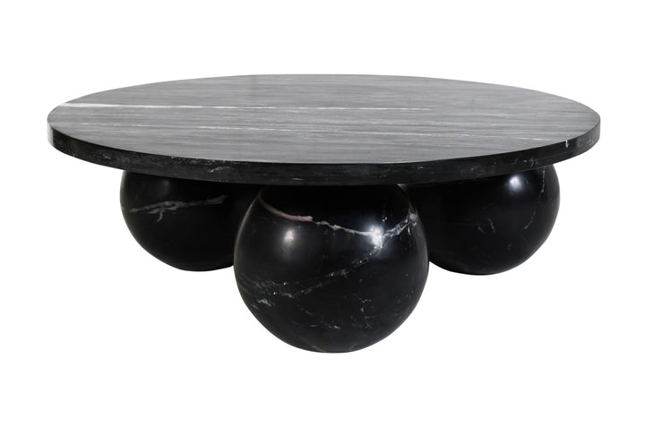 PTMD Diro Black Marble 3 Ball Coffeetable Round