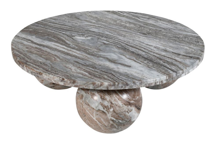 PTMD Diro Beige Marble 3 Ball Coffeetable Round