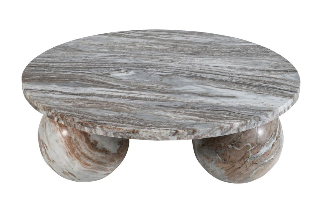 PTMD Diro Beige Marble 3 Ball Coffeetable Round