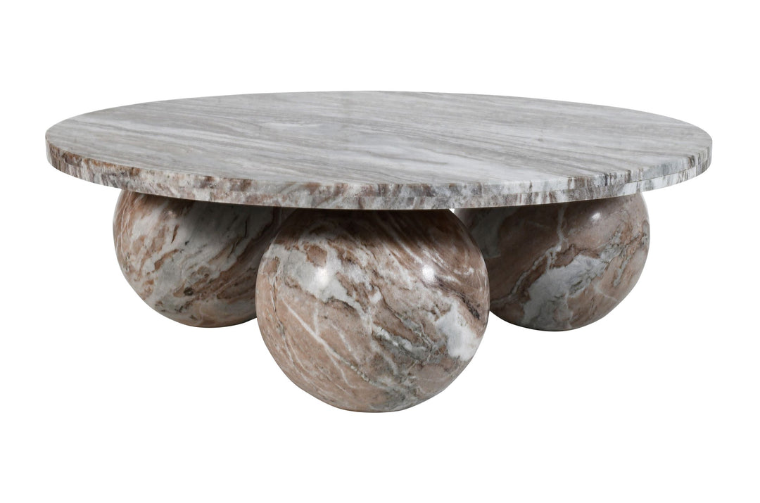 PTMD Diro Beige Marble 3 Ball Coffeetable Round