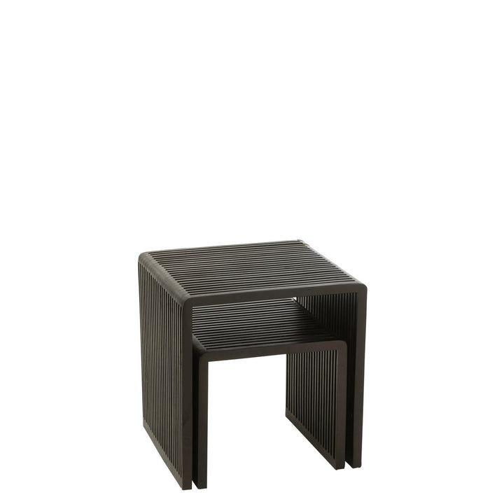 J-Line Beistelltisch Cube Teakholz Schwarz 2er Set