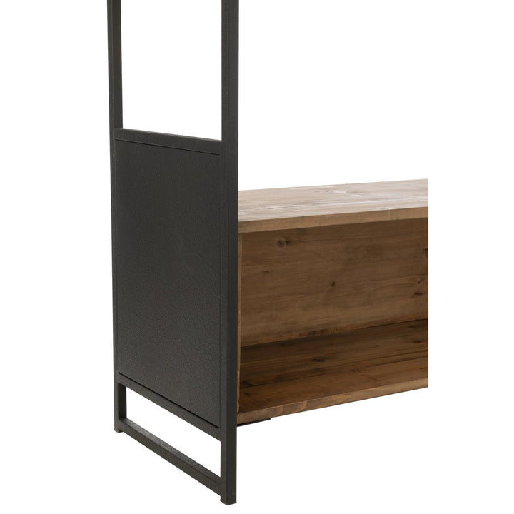 J-Line Rustic Recycled Wood Metal Black Natural Large