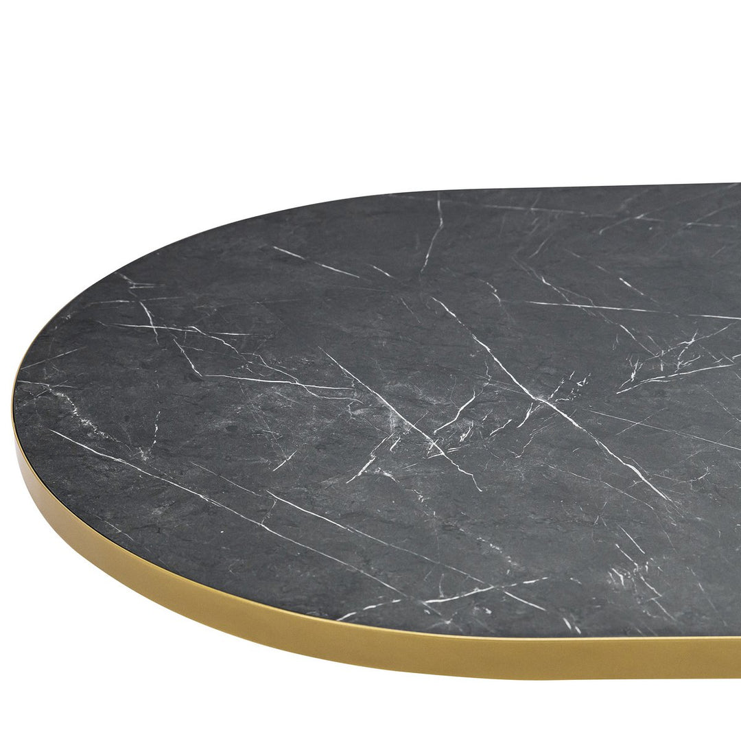 Stalux Plat Ovale Eettafel Noud 240x100 Goud Zwart Marmer