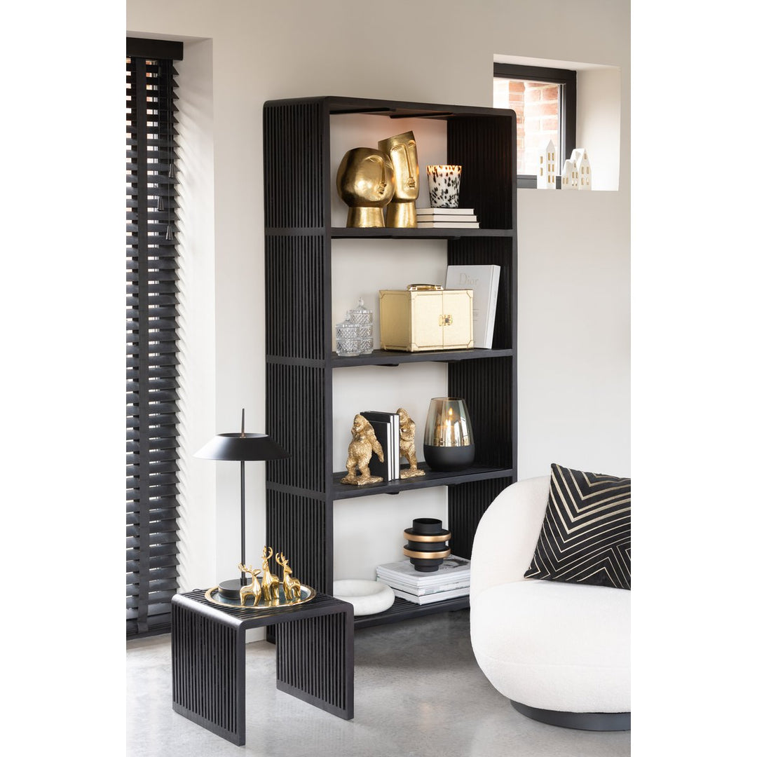 J-Line Bookcase 4 Shelves Recycled Wood Black