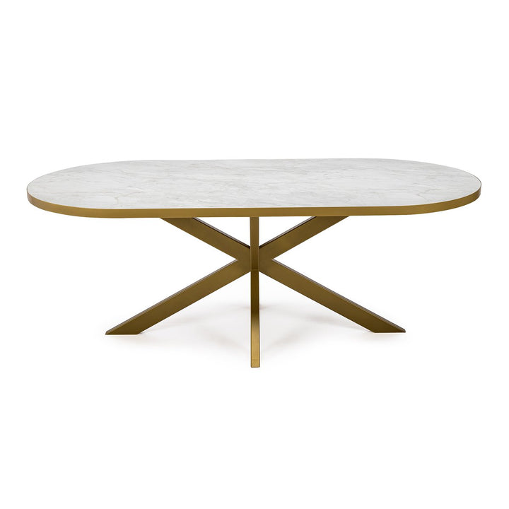 Stalux Eettafel Noud Goud/Wit Marmer