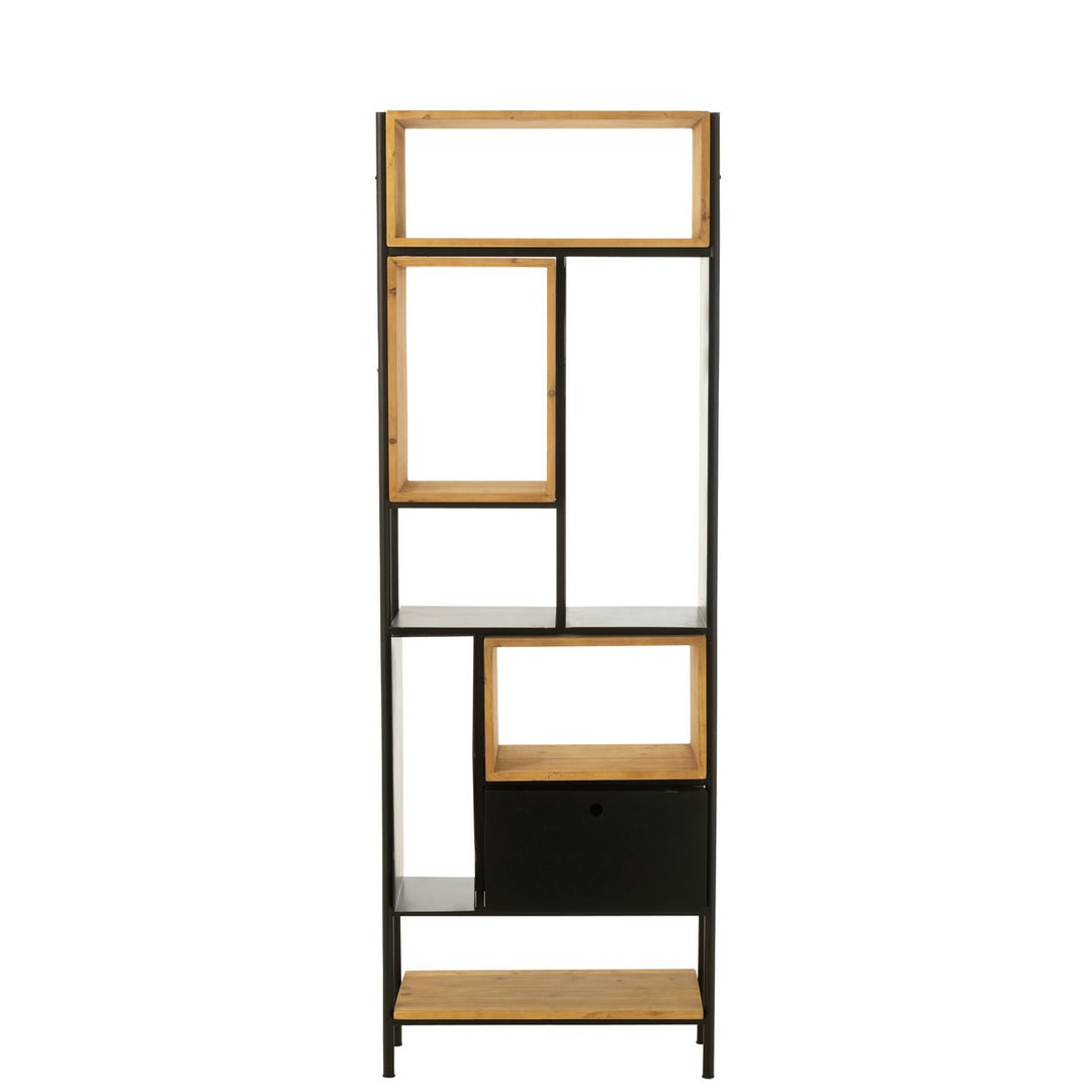 J-Line Cabinet Shelf Tina Wood Black Natural Small