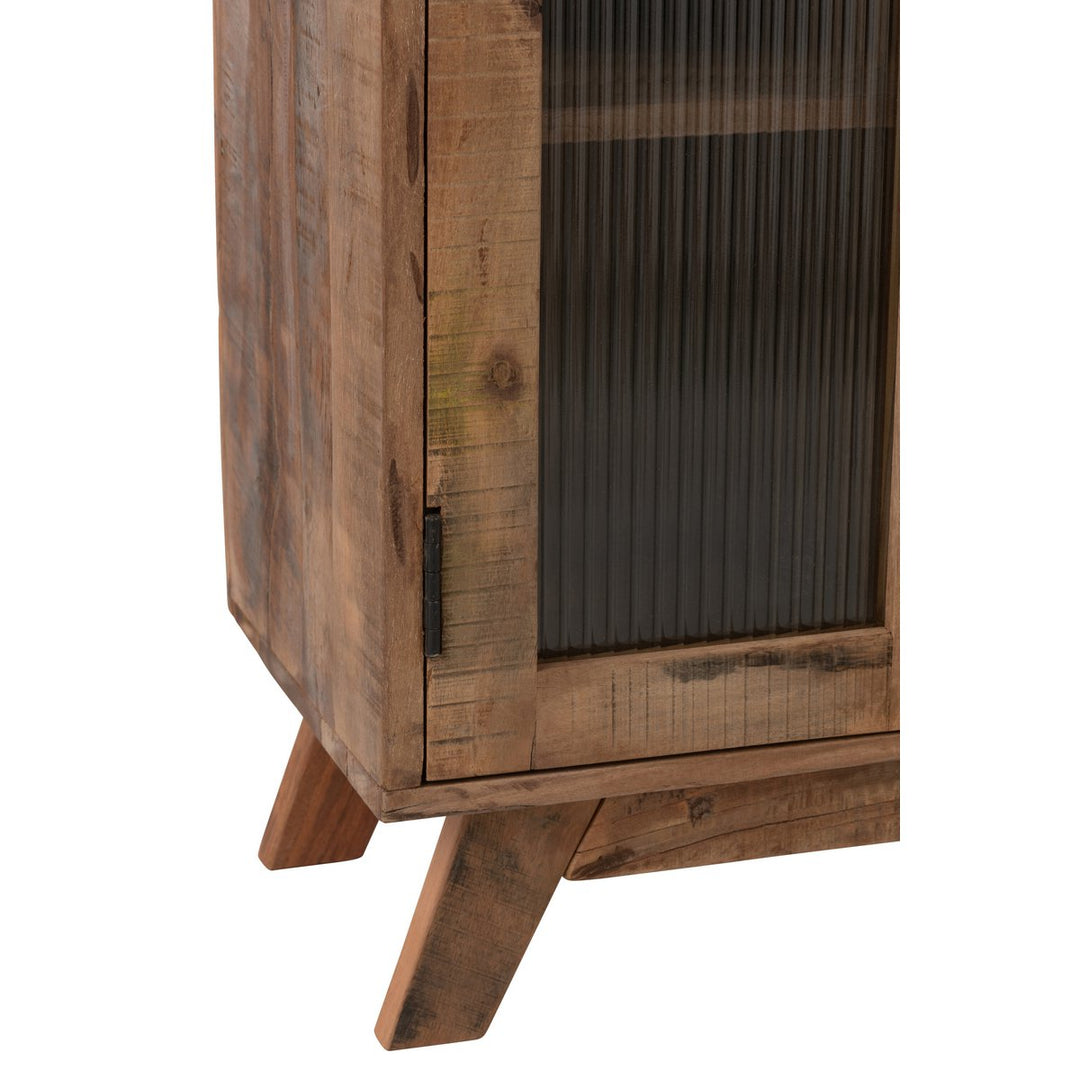 J-Line Cabinet Retro Recycled Wood Glass Natural